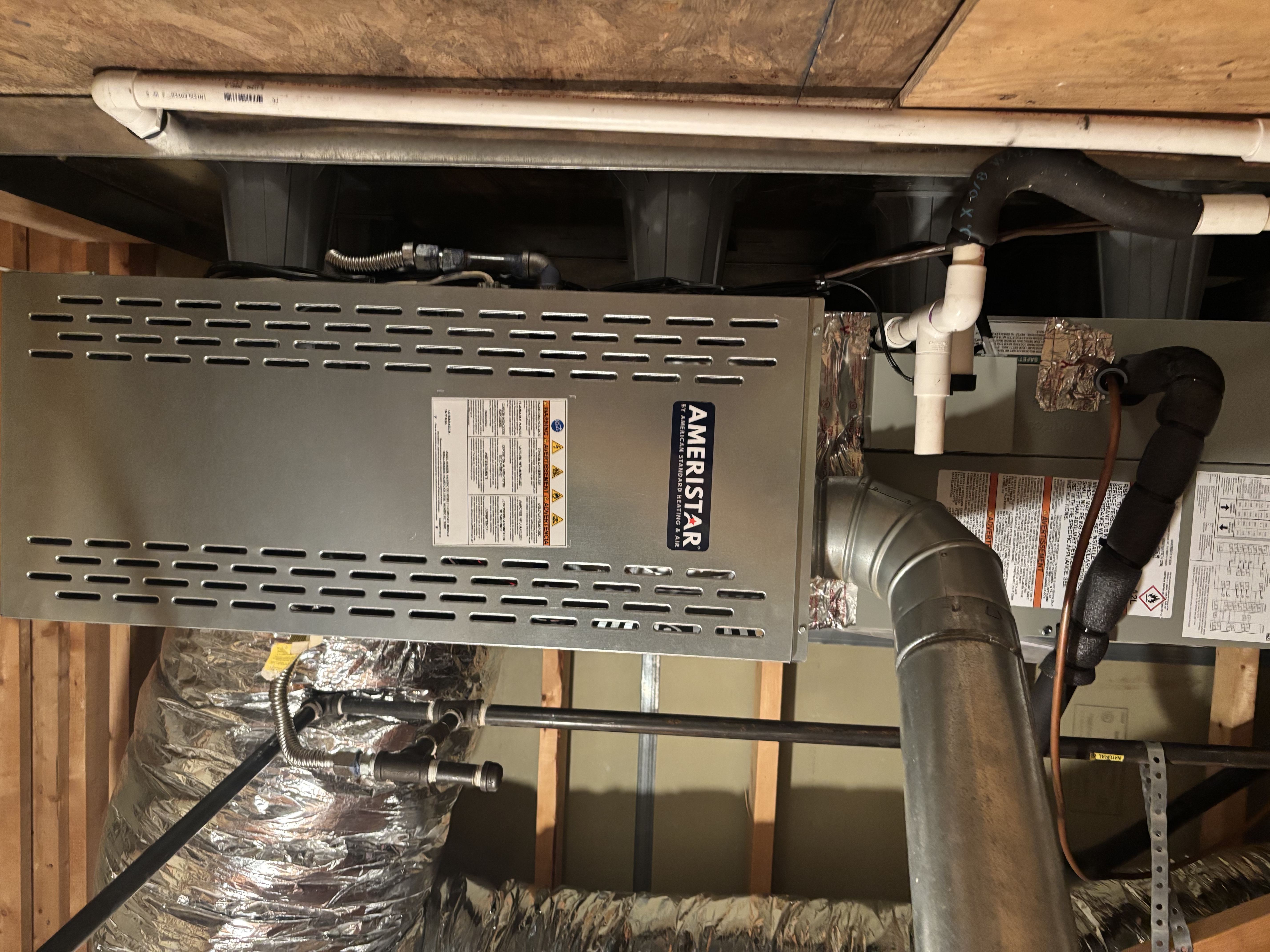 Ameristar horizontal air handler installation in attic space